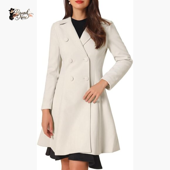 Mid-Long Winter Coat with Lapel Collar Double Breast A-Line Style